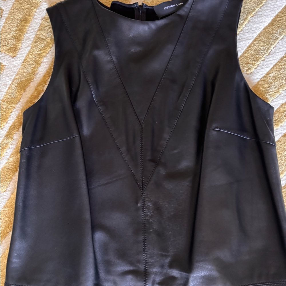 Derek Lam Black Lambskin Leather and Knit w/ a Drop Waist Sexy Streetwear